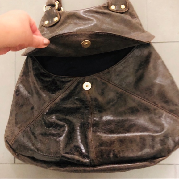 Foley & Corinna Leather Bender Turn Lock Handbag - Picture 3 of 8